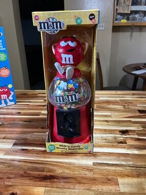 M&M's Candy Novelty Dispenser Red Plastic Real Working Coin Bank